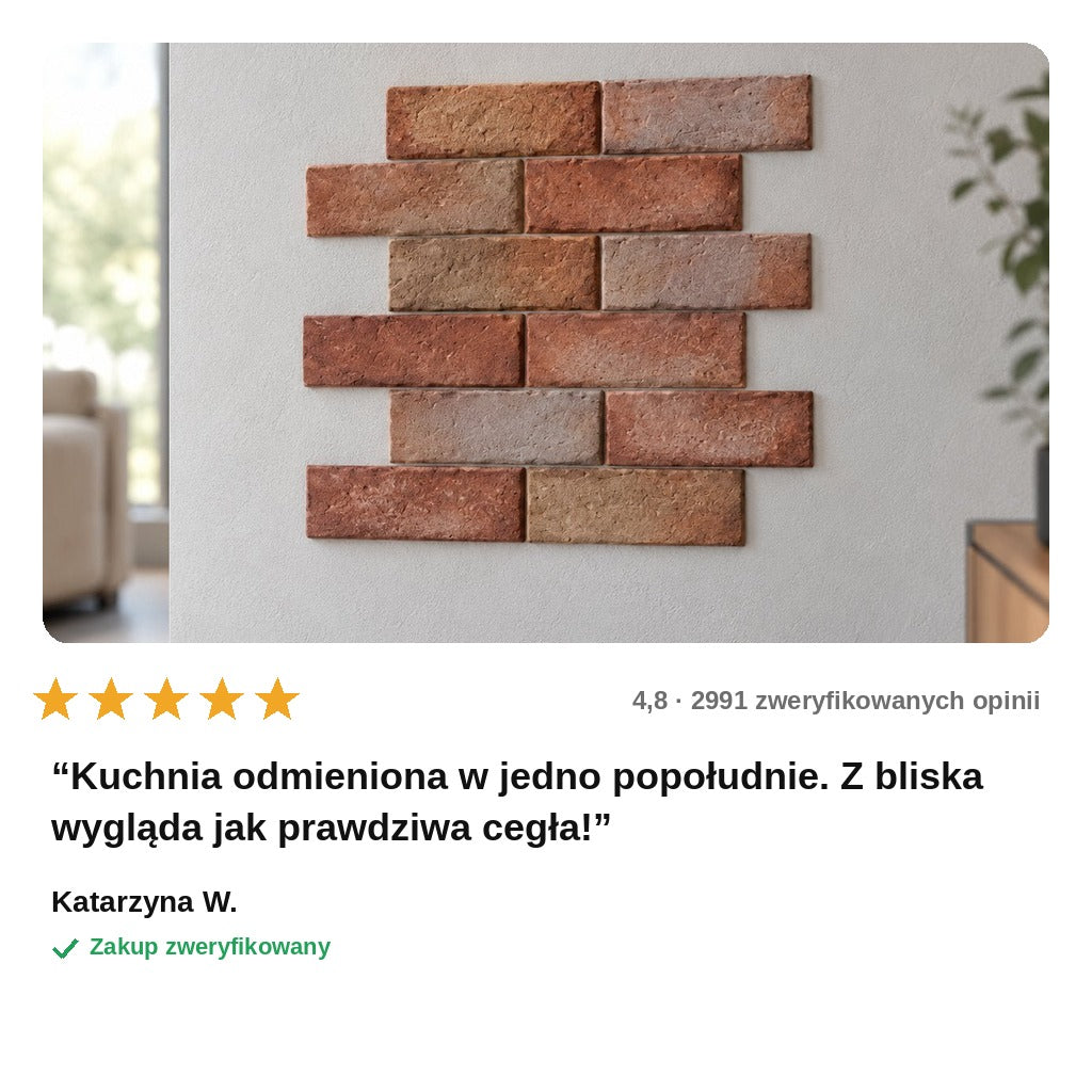 avis — Samoprzylepne panele ścienne – cegła 3D (10 szt., 0,9 m²)