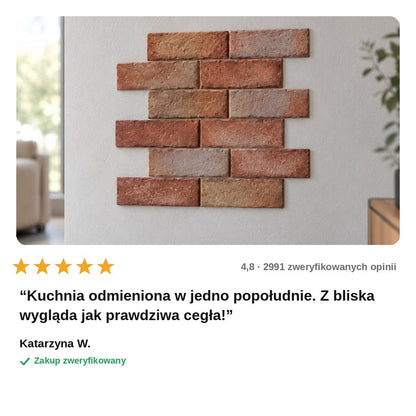 avis — Samoprzylepne panele ścienne – cegła 3D (10 szt., 0,9 m²)