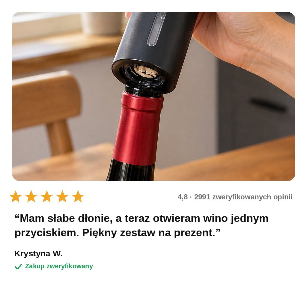 avis — Elektryczny otwieracz do wina – zestaw 5 w 1