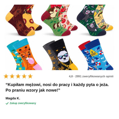 avis — ZwierzoSocks™ – Zestaw 6 Par Skarpetek Nie do Pary