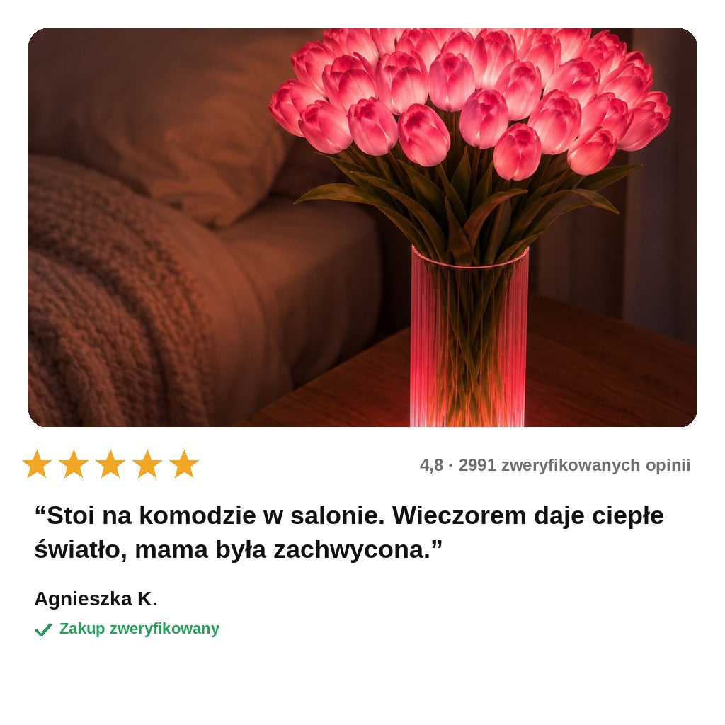 avis — Lampka Bukiet Tulipanów LED – tulipany w szklanym wazonie, które nigdy nie więdną