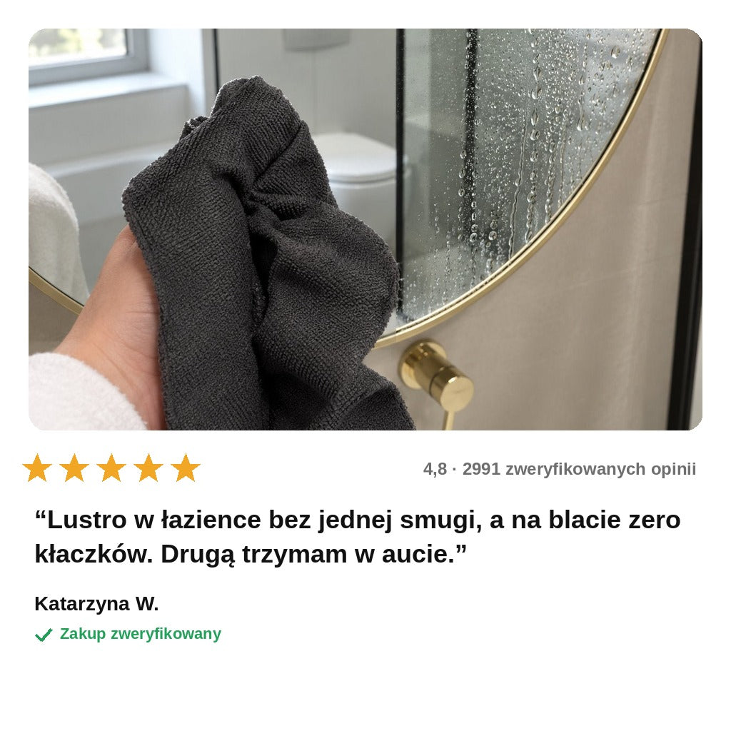avis — Lśnik™ — Ściereczka z mikrofibry bez smug do szyb, luster i armatury