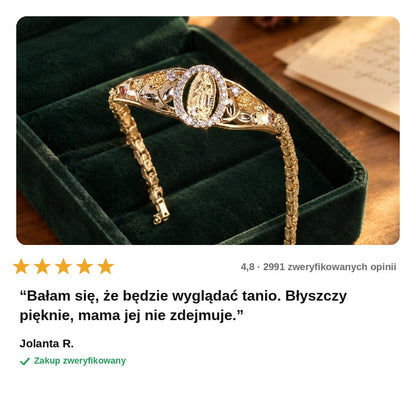 avis — Bransoletka z Matką Boską – ażurowy filigran z różami i białymi cyrkoniami