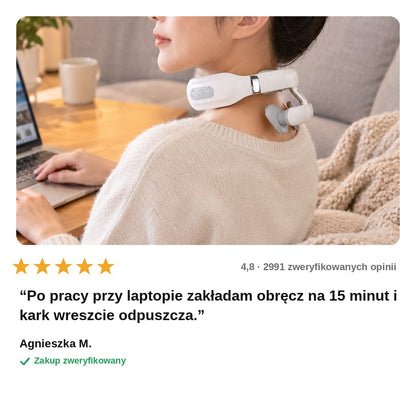 avis — Masażer karku EMS z ogrzewaniem – obręcz w kształcie U