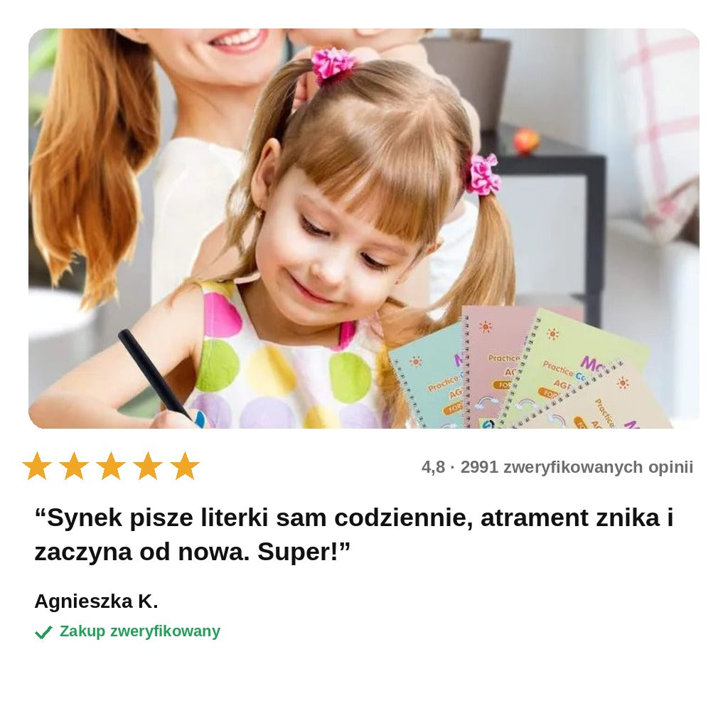 avis — PiszęSam™ – Magiczne Zeszyty 3D do Nauki Pisania (4 zeszyty + magiczny długopis)