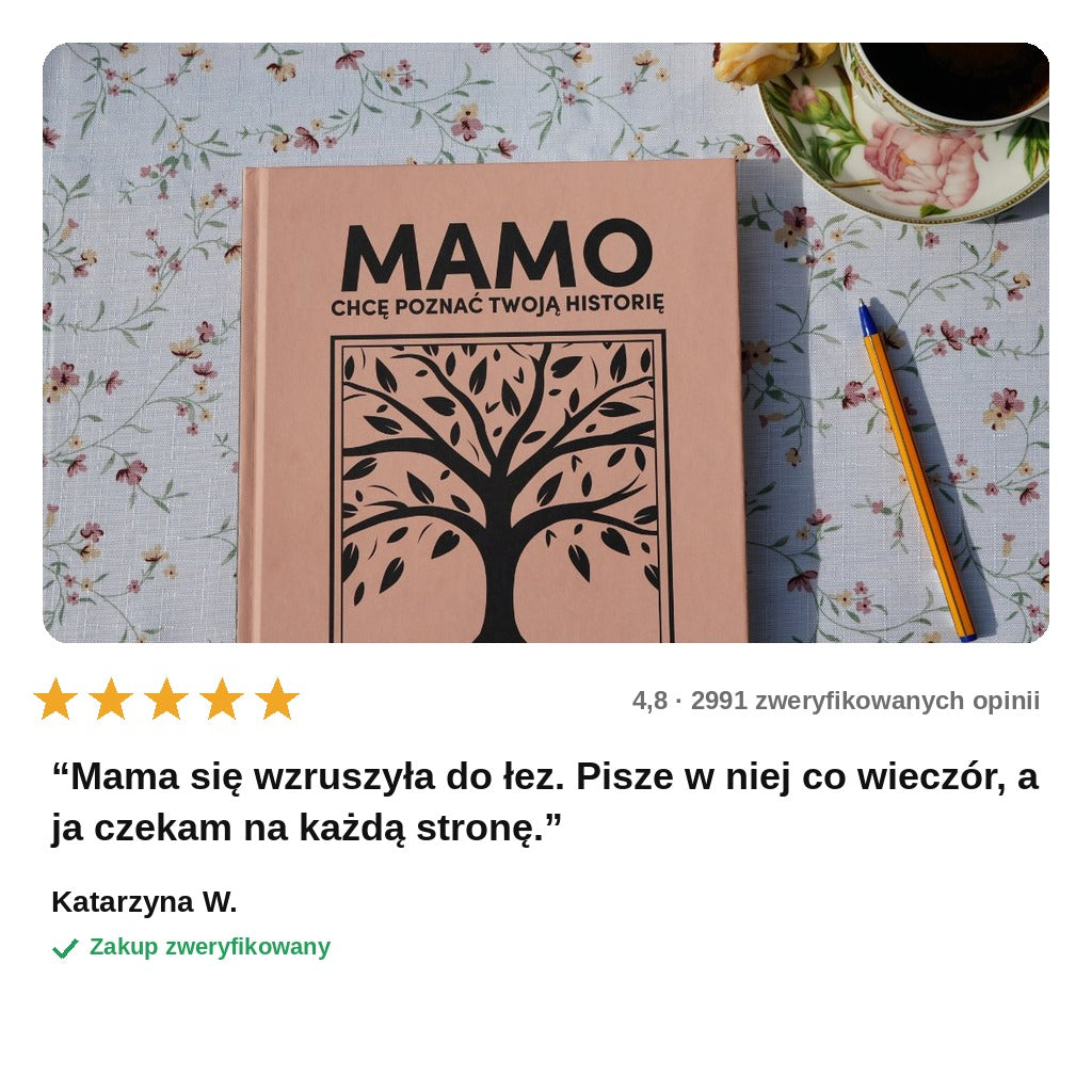 avis — MAMO, chcę poznać Twoją historię – Książka wspomnień dla Mamy do uzupełnienia
