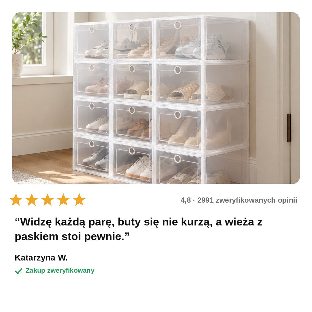 avis — Składane pudełka na buty z przezroczystymi drzwiczkami – zestaw 12 szt.