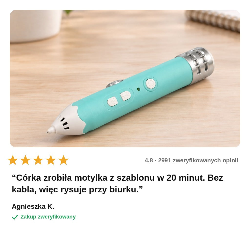 avis — Bezprzewodowy długopis 3D z ładowaniem USB-C + szablony 3D GRATIS