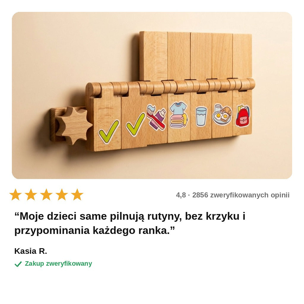 Rutynko™ – Drewniana Tablica Rutyny dla Dzieci
