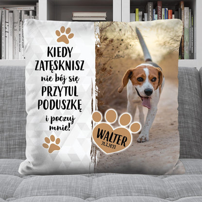 situation — Poduszka ze zdjęciem Twojego pupila – z imieniem i datą, 40 × 40 cm