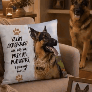 gif — Poduszka ze zdjęciem Twojego pupila – z imieniem i datą, 40 × 40 cm