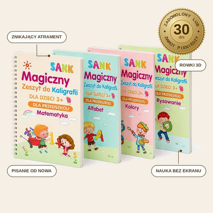 infographie — PiszęSam™ – Magiczne Zeszyty 3D do Nauki Pisania (4 zeszyty + magiczny długopis)