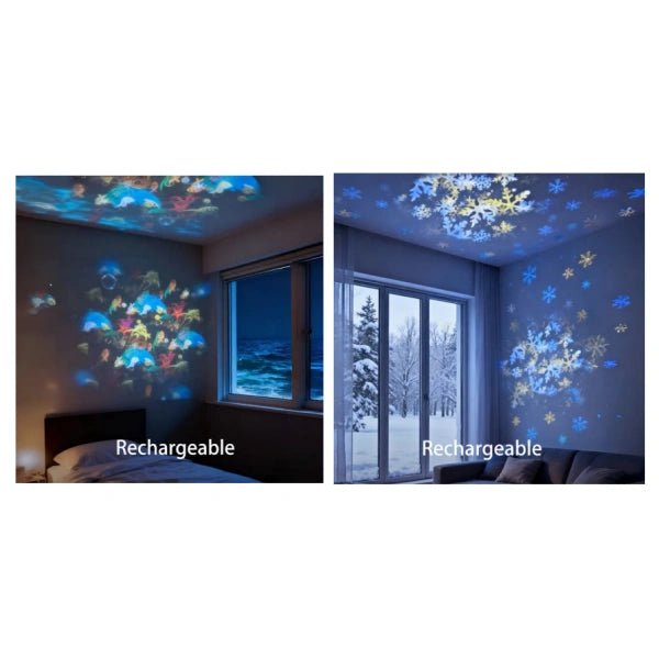 couleur Ocean + Płatek śniegu — FaloLux™ – Obrotowy projektor LED z efektem fal na suficie
