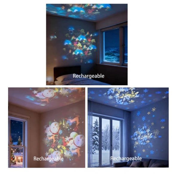 couleur Ocean + Święta + Płatek śniegu — FaloLux™ – Obrotowy projektor LED z efektem fal na suficie