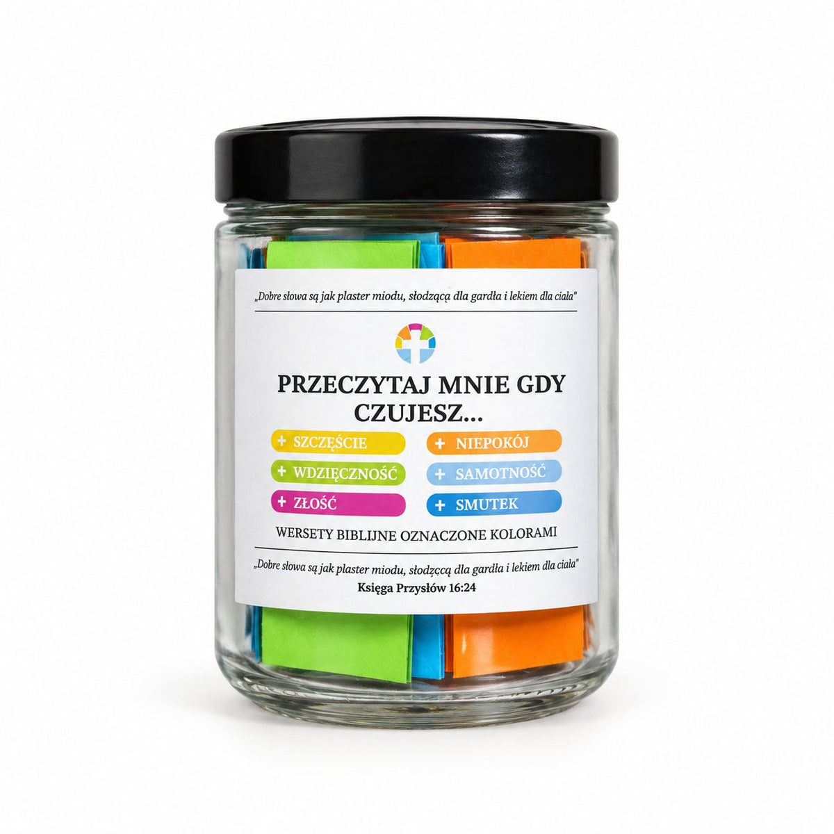 packshot — Słoik Wersetów Biblijnych – 96 Słów Otuchy na Każdą Emocję