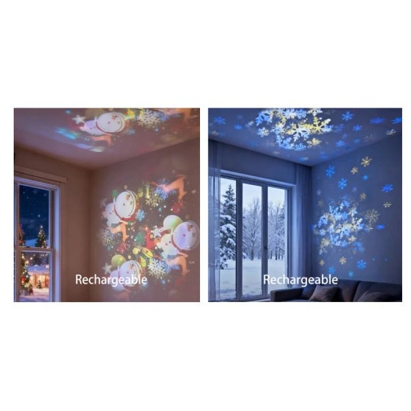 couleur Święta + Płatek śniegu — FaloLux™ – Obrotowy projektor LED z efektem fal na suficie