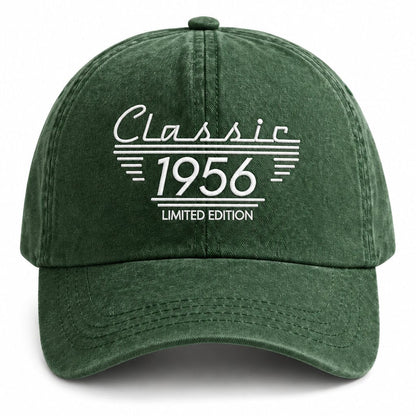 couleur Zielony — Personalizowana czapka z daszkiem Classic – sprany dżins vintage z Twoim rokiem lub napisem